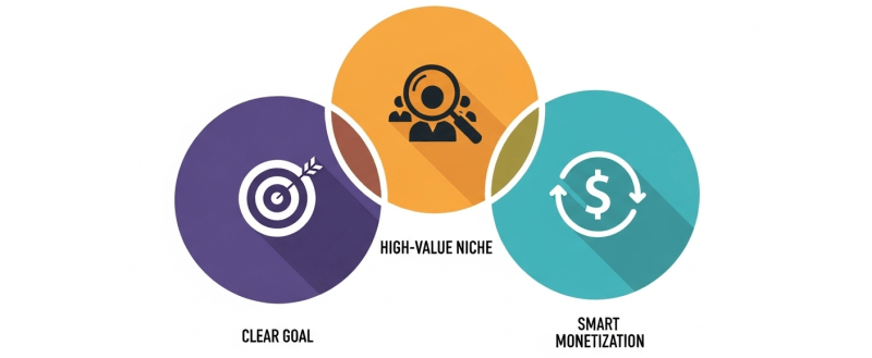  "Strategy breakdown for an affiliate marketing case study, showing goal, niche, and monetization."
